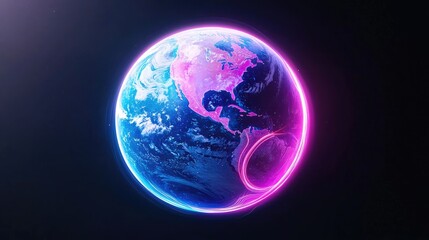 Fototapeta premium Glowing Earth, North America, Space, Global Connection, Futuristic Background, Website Banner