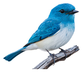 Bright blue bird perched on a branch in nature isolated on transparent background