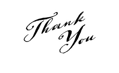 手書き風の筆記体で書いたThank you（ありがとう）の文字（カリグラフィー）
