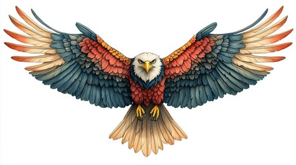 Obraz premium Majestic Eagle Soaring With Wings Spread Wide