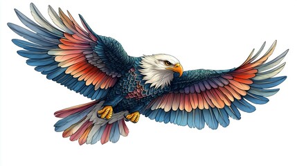 Obraz premium Majestic Eagle in Flight Wings Spread Wide