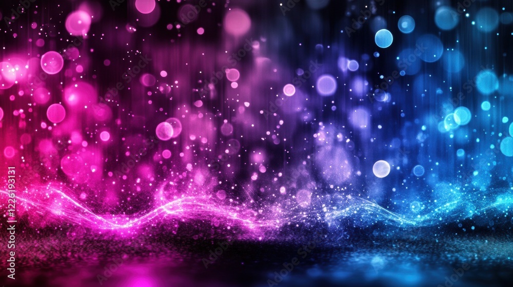 Poster dynamic colorful light patterns abstract space digital art illuminated environment close-up view vib