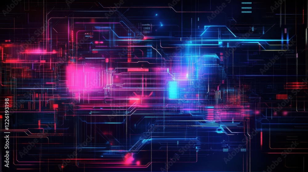 Poster dynamic digital data flow visualization technology sector abstract graphic design futuristic environ