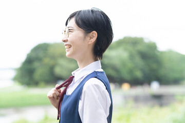 Obraz premium 笑顔の女子高生