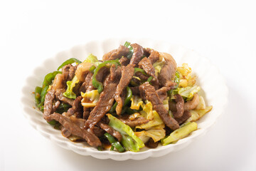 黒毛和牛とピーマンとキャベツのオイスター炒め