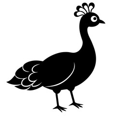 Cute Line Art Peacock Silhouette Black Vector Illustration