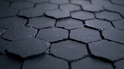 Obraz premium Cracked hexagonal pavement texture; abstract background. Use website design