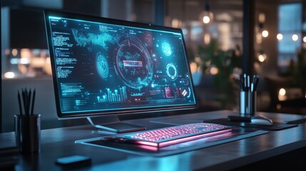 A futuristic workstation with a strong sense of technology