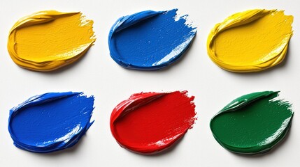 Colorful paint swatches arranged in a grid, showcasing vibrant hues for artistic use.