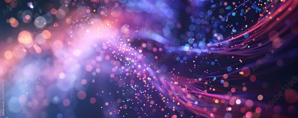 Aufkleber Beautiful bokeh effect and sparkling particles creating wavy lines in an abstract background