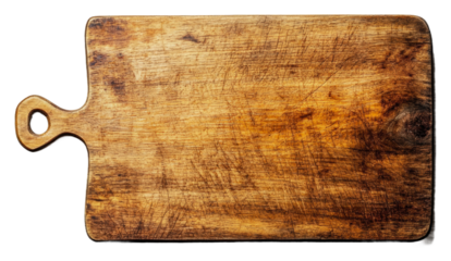 Wooden cutting board on a white background isolated on transparent background