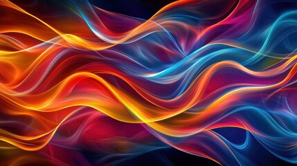 Obraz premium Dynamic waves of colorful light abstract art digital creation vibrant environment artistic viewpoint