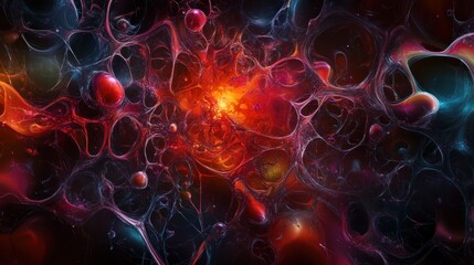 Obraz premium Abstract space explosion digital art cosmic environment vibrant colors creative concept for visual impact