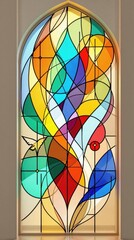 Fototapeta premium Abstract stained glass window with vibrant colors and geometric patterns in modern design