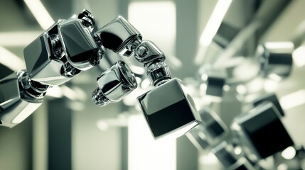 Close up of metal robotic arm