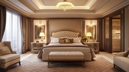 Luxurious modern bedroom interior design, AI generated images