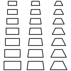 Geometric shapes set. Trapezoid and rectangle icons. Black outlined forms. Vector design elements.
