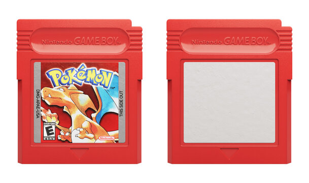 retro game boy cartridge pokemon red mockup design - transparent png