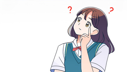 女子高生　?マーク　疑問