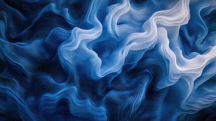 Obraz premium Abstract Blue and White Swirling Lines Creating a Dynamic Fluid-like Pattern