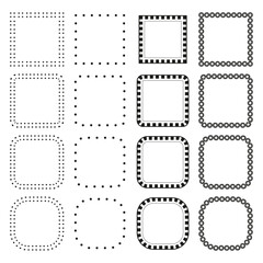 Minimalist frame set. Decorative border collection. Geometric outline shapes. Black and white vector.