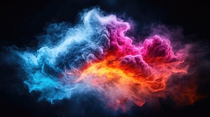 Obraz premium Colorful cosmic nebula, space clouds, vibrant hues, dark background, science fiction art
