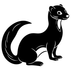 Cute Line Art Weasel Silhouette Black Vector Illustration