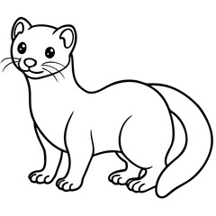 Cute Line Art Weasel Silhouette Black Vector Illustration