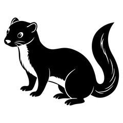 Cute Line Art Weasel Silhouette Black Vector Illustration