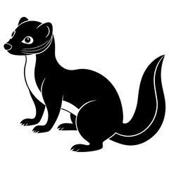 Cute Line Art Weasel Silhouette Black Vector Illustration