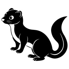 Cute Line Art Weasel Silhouette Black Vector Illustration