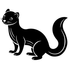 Cute Line Art Weasel Silhouette Black Vector Illustration