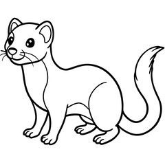 Cute Line Art Weasel Silhouette Black Vector Illustration
