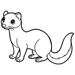 Cute Line Art Weasel Silhouette Black Vector Illustration