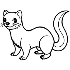 Cute Line Art Weasel Silhouette Black Vector Illustration