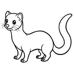 Cute Line Art Weasel Silhouette Black Vector Illustration