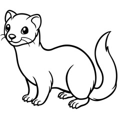 Cute Line Art Weasel Silhouette Black Vector Illustration