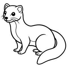 Cute Line Art Weasel Silhouette Black Vector Illustration