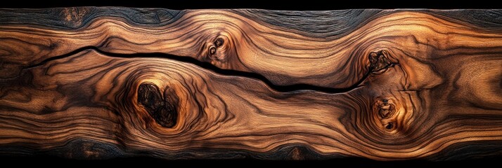 Stunning Dark Wood Grain Texture: Live Edge Slab with Knots and Cracks
