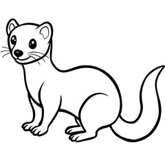 Cute Line Art Weasel Silhouette Black Vector Illustration