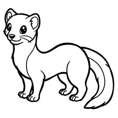 Cute Line Art Weasel Silhouette Black Vector Illustration