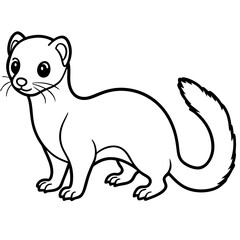 Cute Line Art Weasel Silhouette Black Vector Illustration