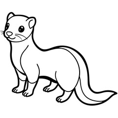 Cute Line Art Weasel Silhouette Black Vector Illustration