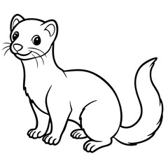 Cute Line Art Weasel Silhouette Black Vector Illustration