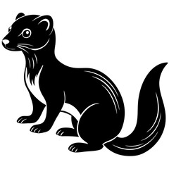 Cute Line Art Weasel Silhouette Black Vector Illustration