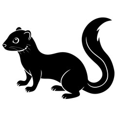 Cute Line Art Weasel Silhouette Black Vector Illustration