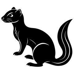 Cute Line Art Weasel Silhouette Black Vector Illustration