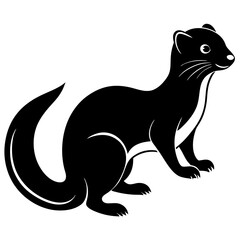 Cute Line Art Weasel Silhouette Black Vector Illustration