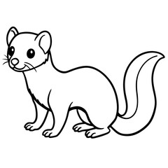 Cute Line Art Weasel Silhouette Black Vector Illustration