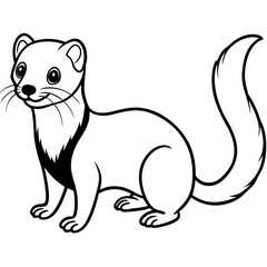 Cute Line Art Weasel Silhouette Black Vector Illustration